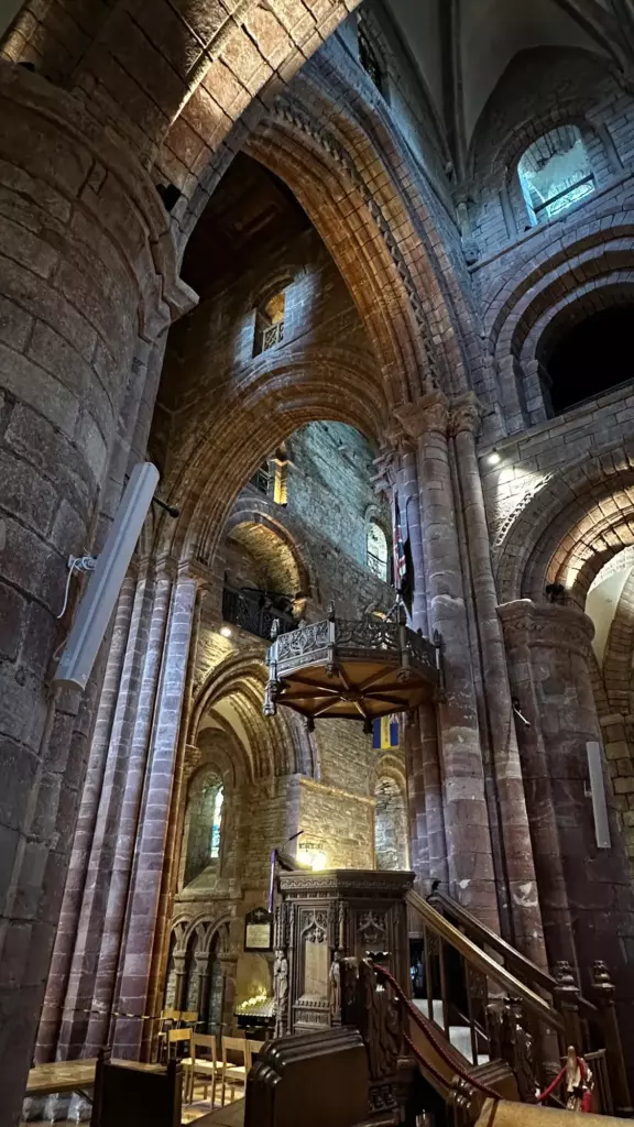 The pulpit and arches inside the cathedral