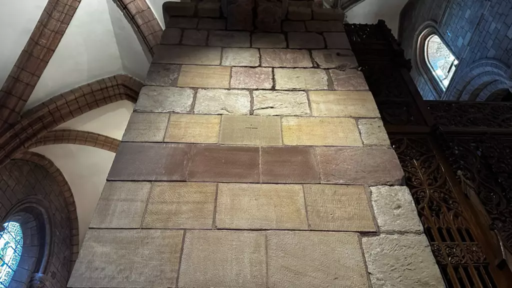 Stone slab floor inside the cathedral
